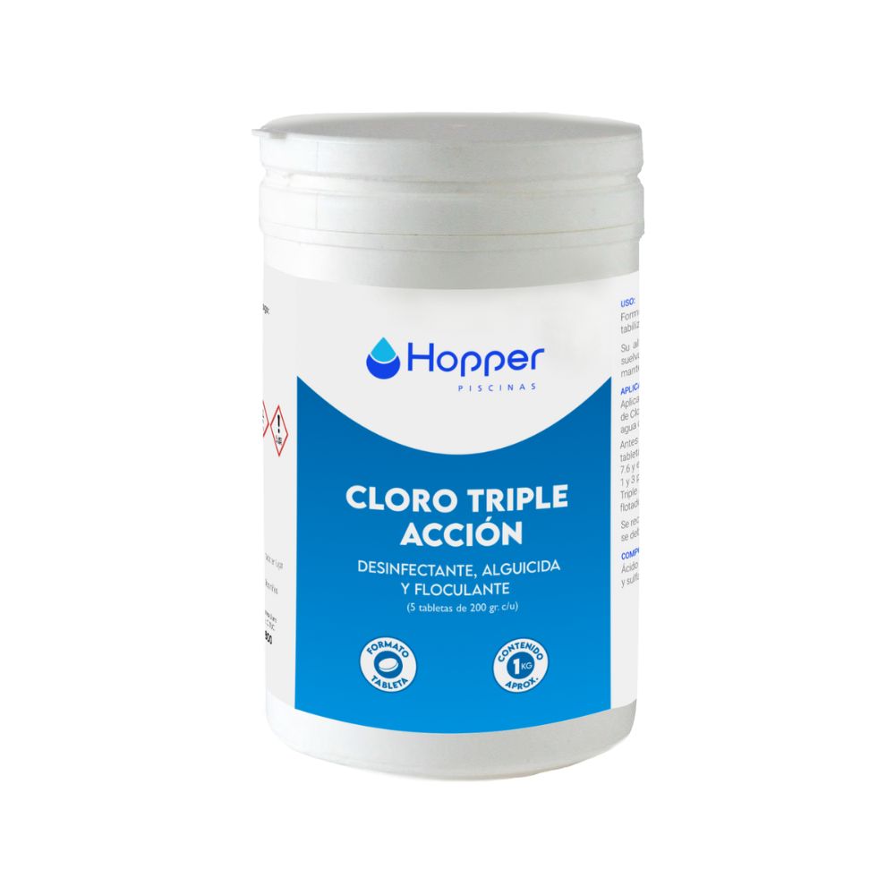 Cloro Triple Acción Pote 1kg En Tabletas - Química Universal